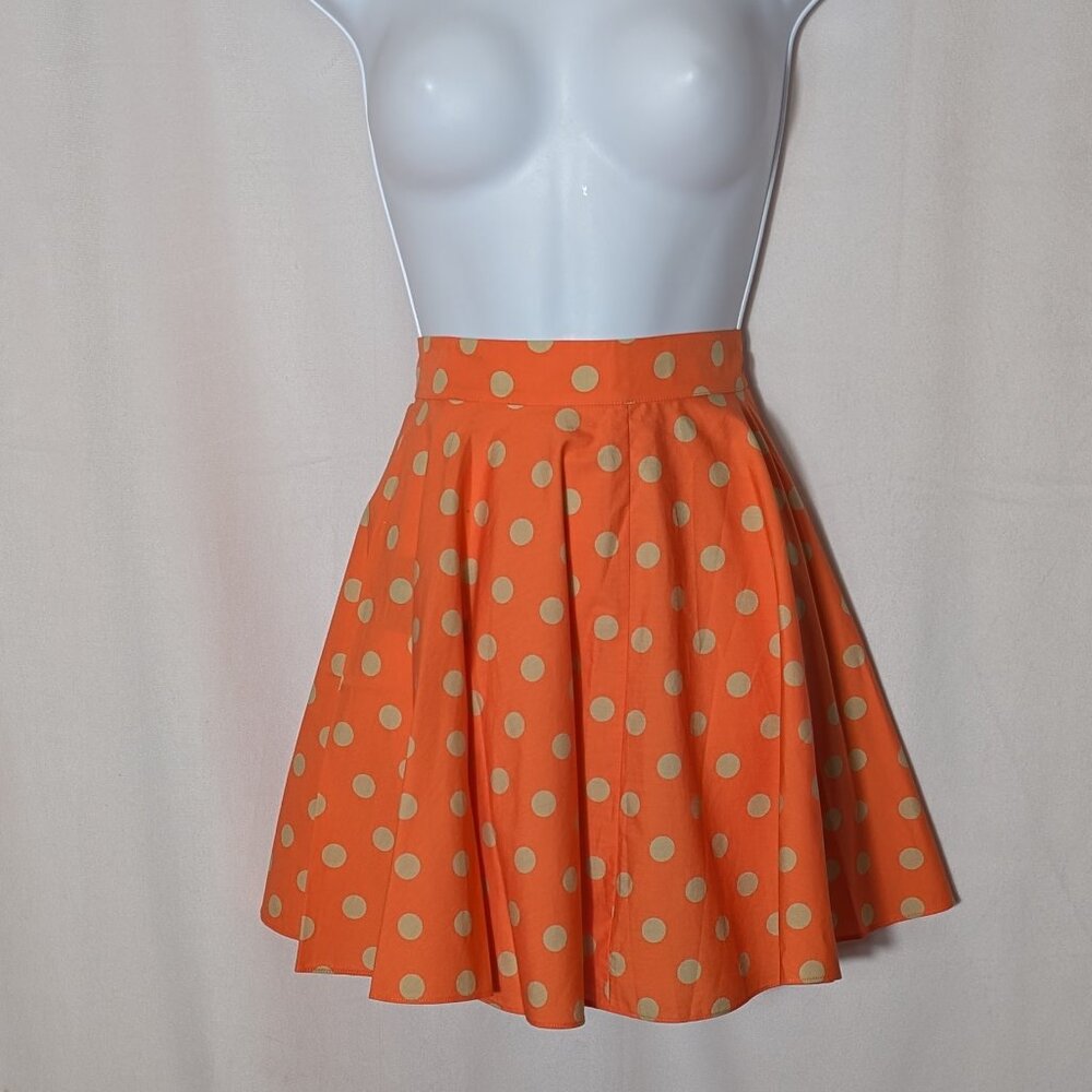 JEREMY SCOTT NWT mini 100% COTTON Pleated POLKA DOT skirt Sz 8 or 28 W UNLINED
